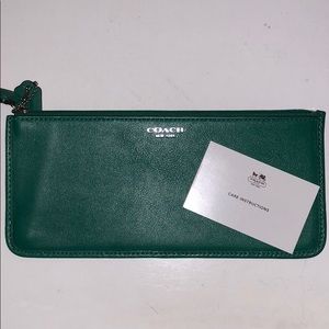 COACH wallet, green, 9” x 4”, BRAND NEW